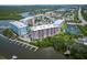 Aerial view of waterfront condos with boat docks at 2 Riverwalk Dr # 502, New Smyrna Beach, FL 32169