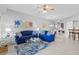 Spacious living area with blue sofas and coffee table at 2 Riverwalk Dr # 502, New Smyrna Beach, FL 32169