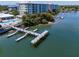 Aerial view of waterfront community with boat docks at 3 Riverwalk Dr # 401, New Smyrna Beach, FL 32169