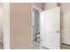 Modern powder room with white vanity and toilet at 3066 Isles Way, New Smyrna Beach, FL 32168