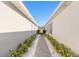 Pathway between houses leading to a grassy area at 3088 Isles Way, New Smyrna Beach, FL 32168