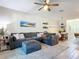 Comfortable living room with sectional sofa and large TV at 3133 Crab Trap Dr, New Smyrna Beach, FL 32168