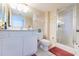 Bright bathroom with a shower/tub combo and updated vanity at 3145 S Atlantic Ave # 804, Daytona Beach Shores, FL 32118