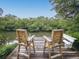 Relaxing waterfront dock with wooden chairs at 4514 Saxon Dr, New Smyrna Beach, FL 32169