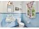 Small bathroom with blue tile and vintage-style fixtures at 12 Foster Dr, Daytona Beach, FL 32118