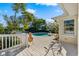 Circular pool with deck and fire pit at 12 Foster Dr, Daytona Beach, FL 32118