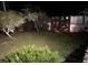 Landscaped backyard at night with illuminated artwork at 1207 Magnolia St, New Smyrna Beach, FL 32168