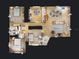 3D floor plan showing dimensions for 3-bedroom, 2-bathroom home with kitchen and living areas at 216 Fairgreen Ave, New Smyrna Beach, FL 32168