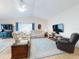 Living area with light and airy feel, comfortable seating and large TV at 216 Fairgreen Ave, New Smyrna Beach, FL 32168