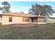 Home with brick patio, screened porch, and a fire pit area at 3020 Kumquat Dr, Edgewater, FL 32141