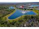 Aerial view showcasing home's waterfront location at 3191 Crab Trap Dr, New Smyrna Beach, FL 32168