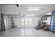 Large garage with storage and bike racks at 508 Campana St, New Smyrna Beach, FL 32168