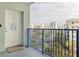 Private balcony with ocean view and blue railings at 5300 S Atlantic Ave # 9-507, New Smyrna Beach, FL 32169