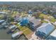 Aerial view of waterfront home with private dock and spacious backyard at 5727 Riverside Dr, Port Orange, FL 32127