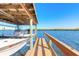 Covered boat lift and spacious wooden dock perfect for relaxing at 5727 Riverside Dr, Port Orange, FL 32127