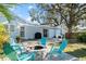 Charming backyard with deck, fire pit, and lush landscaping at 636 Faulkner St, New Smyrna Beach, FL 32168