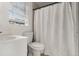 Clean bathroom with shower/tub and white vanity at 636 Faulkner St, New Smyrna Beach, FL 32168