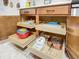 Organized kitchen cabinets with pull out shelving at 667 Margaritaville Ave, Daytona Beach, FL 32124