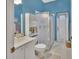 Small bathroom with shower, toilet, and vanity at 987 Mori Ct, Port Orange, FL 32127