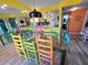 Bright and cheerful dining area with colorful seating at 113 Lagoon Ct, New Smyrna Beach, FL 32169