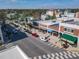 Aerial view of downtown district, including restaurants, retailers, and street parking at 1423 Palmetto St, New Smyrna Beach, FL 32168