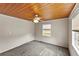 Bedroom with wood ceiling and one window at 1596 Elizabeth St, New Smyrna Beach, FL 32168