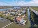 Aerial view of waterfront home with pool and private dock at 2 Richmond Dr, New Smyrna Beach, FL 32169