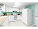 White kitchen with stainless steel appliances and light teal walls at 2325 Willow Oak Dr, Edgewater, FL 32141