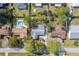 An aerial shot of a house with a pool in a residential neighborhood at 3120 Pine Tree Dr, Edgewater, FL 32141