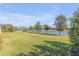 Backyard with pond view and lush green grass at 3203 Monaco Blvd, New Smyrna Beach, FL 32168