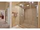 Large walk-in shower with glass enclosure and built-in seat at 817 Hail Ct, Port Orange, FL 32127