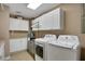 Laundry room with white cabinets and washer/dryer at 817 Hail Ct, Port Orange, FL 32127