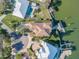 Bird's eye view of a waterfront home and private dock at 107 Via Amalfi, New Smyrna Beach, FL 32169