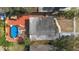 An aerial view of the home shows the pool and the red-mulched backyard at 229 Columbus Ave, Daytona Beach, FL 32118