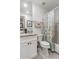 Simple bathroom with a shower/tub combo and updated vanity at 265 Minorca Beach Way # 204, New Smyrna Beach, FL 32169