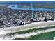 Aerial view showing the property's coastal location, near the beach and ocean at 402 Lincoln Ave, New Smyrna Beach, FL 32169