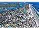 Aerial view showing home's location near the beach and waterways at 402 Lincoln Ave, New Smyrna Beach, FL 32169