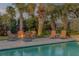 Evening view of the pool and fire pit area at 4611 Doris Dr, New Smyrna Beach, FL 32169