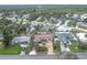 Beautiful aerial view of a neighborhood, showcasing houses with mature trees and lush green lawns at 4650 Saxon Dr, New Smyrna Beach, FL 32169