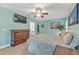 Bright bedroom featuring a king bed, dresser, and large TV at 610 Renner Rd, Port Orange, FL 32127