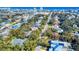 Panoramic aerial view of a residential neighborhood near the ocean with lush greenery and blue ocean waters at 808 E 19Th Ave, New Smyrna Beach, FL 32169