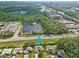 Scenic aerial view of home, showcasing neighborhood pond and proximity to highway at 24 Coquina Point Dr, Ormond Beach, FL 32174