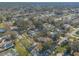 A captivating aerial view of a neighborhood featuring charming homes with lush greenery, a community pool, and tree-lined streets at 3003 Tamarind Dr, Edgewater, FL 32141