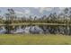 Scenic view of a tranquil pond surrounded by lush greenery and tall trees at 301 Sunset Point Dr, Ormond Beach, FL 32174