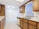 Kitchen features a stainless steel sink, white appliances, and tiled backsplash at 448 Shorewood Ln, New Smyrna Beach, FL 32168