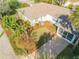 An elevated view of a cozy home with a screened-in porch and lush landscaping, creating a private oasis at 601 N Peninsula Ave, New Smyrna Beach, FL 32169