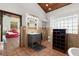 Bright bathroom with a grey vanity and glass block window at 61 E Bayshore Dr, Port Orange, FL 32127