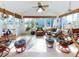 Inviting sunroom filled with wicker furniture, tropical plants, and plenty of natural light at 751 Pine Shores Cir, New Smyrna Beach, FL 32168