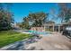 Beautiful backyard with a sparkling pool and lush green lawn, ideal for relaxation at 820 Faulkner St, New Smyrna Beach, FL 32168