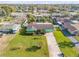 Aerial view of a green house with well-manicured lawn, long driveway, and nearby houses at 921 Duncan Rd, South Daytona, FL 32119